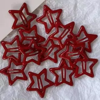 10 Pcs/Lot New Red Star Snap Clip for Girl Waterdrop Barrettes Black Hairpin Women Silver Hair Clip Accessories Kawaii BB Clip one size
