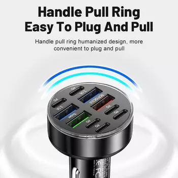 10 портов автомобильное зарядное устройство USB C автомобильное зарядное устройство для телефона PD адаптер питания в автомобиле быстрая зарядка для iPhone Samsung Xiaomi Huawei QC 3.0 чёрный