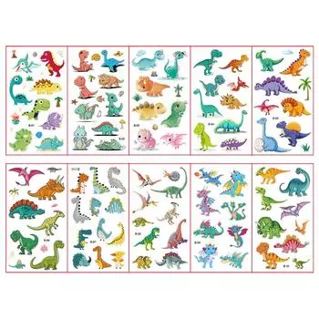 10 Sheets/Set Cartoon Dinosaur Fake Tattoo Stickers Kids Arm Body Temporary Tattoos for Children s Gift