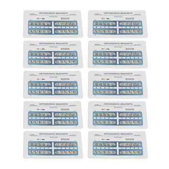 10 Sheets Teeth Brackets Mini Roth Bracket 0.022in 3 Hooks Metal Tooth Brace Holder Oral