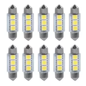 10 шт 36 мм 12 В 3 SMD 5050 светодиодные гирлянды купольные автомобильные лампочки салонные лампы белые