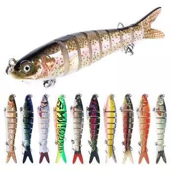 10 шт. 4-дюймовая/10 см многосочлененная рыболовная приманка Swimbait 0,4 унции/11,4 г тонущий воблер с 8 сегментами - ПВХ материал для охоты и рыбалки As Shown 10pcs