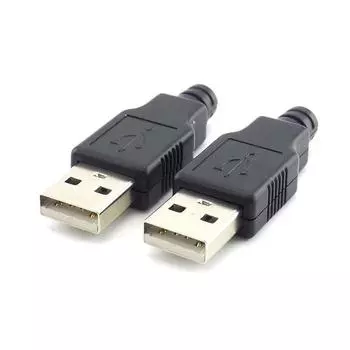 10 шт., 5 В, DIY разъем 1,5A-2A, тип A, USB-разъемы «папа», 4-контактный разъем с черной пластиковой крышкой, припой, USB-разъем 2,0