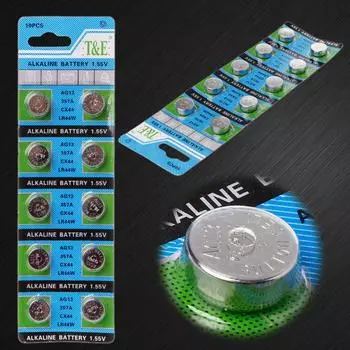 10 шт. AG13 A76 LR44 357A S76E G13 кнопка монетообразная батарея 1,55 В щелочные батарейки-кнопки