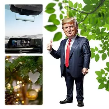 10 шт. Акриловый рождественский декор в стиле Трампа, подвесное украшение для автомобиля и дерева, идеальный праздничный подарок, забавный мультяшный кулон