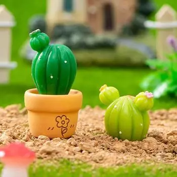 10 шт. DIY Статуэтка Кактуса Бонсай Украшение Реалистичная Ручная Модель Кактуса Милый Мини Кактус Из Смолы Маленькие Украшения Украшения Для Дома