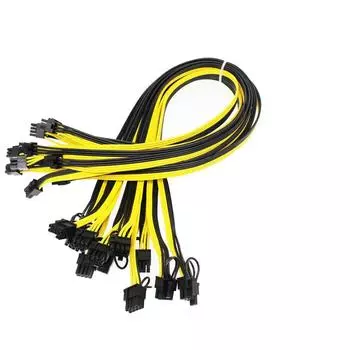 10 шт. Кабель-адаптер PCI-E 6-контактный на 8-контактный (6+2-контактный)18 AWG для майнинговой видеокарты