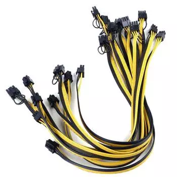 10 шт. кабель PCI-E 40 см 6-pin на 8-pin (6+2-контактный)18 AWG для майнинга