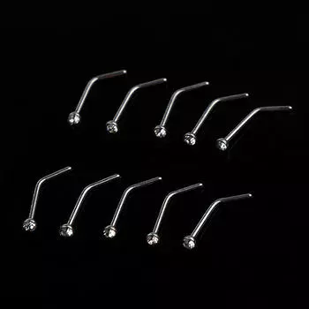 10 шт. Кольцо-пирсинг для носа из нержавеющей стали с винтовым шариком белый