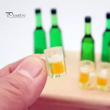 10 шт./компл. 1:12 кукольный домик, миниатюрная игрушка, бутылка для пива, вина, напитка, чашка, модельный комплект, чашка для бутылки, фигурки, аксессуары для кухни и гостиной 1 Set