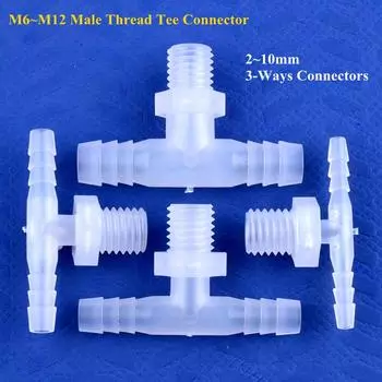 10 шт./лот M6~M12 наружная резьба тройник соединитель 2~10 мм 3-ходовые соединители аквариум шланг пагода соединения адаптер воздушного насоса садовый водопровод соединение 2-M6-2 (10 Pieces)