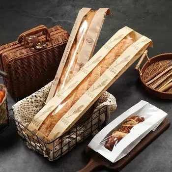 10 шт. маслянистые крафт-бумажные длинные хлебные пакеты с прозрачным окном для упаковки багета для выпечки на день рождения B