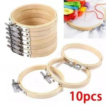10 шт./набор 8 см/10 см опционально DIY вышивка крестом круг бамбуковые пяльцы крест обруч кольцо поддержка деревянная игла инструменты для рукоделия 10pcs 8cm