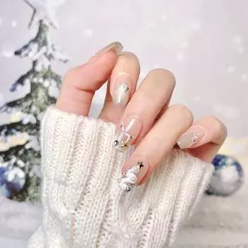 10 шт./набор, носимые наклейки для ногтей Pure Handmade Phototherapy, наклейки для ногтей Crystal Cat s Eye, расписанные вручную, снежинки, рождественские ногти XS