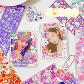 10 шт. Наклейки в упаковке Kawaii Laser Cute Stickers DIY Korean Stickers Laptop Scrapbook Decal Top Sticker