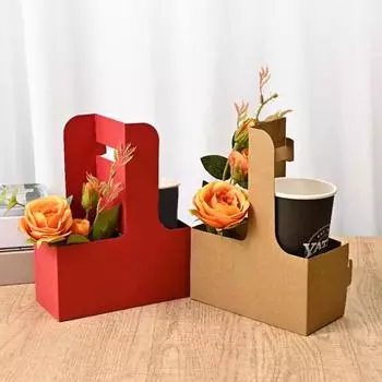 10 шт. одноразовых контейнеров для напитков на вынос, держатель для стаканов из картона на 2 или 4 чашки
