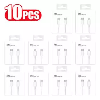 10 шт. оригинальный кабель USB C - USB C 100 Вт PD для iPhone 15 Plus Pro Max Huawei Samsung Xiaomi Redmi Type-C зарядный шнур с коробкой 1m