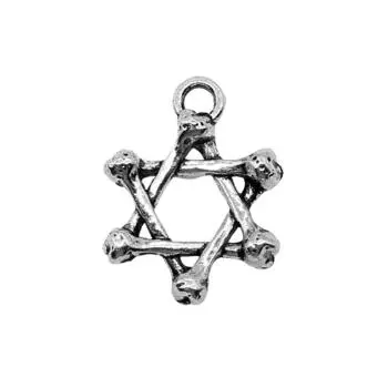 10 шт., подвески в виде костяной звезды Давида, античное серебро, цвет цинкового сплава, 20X26 мм
