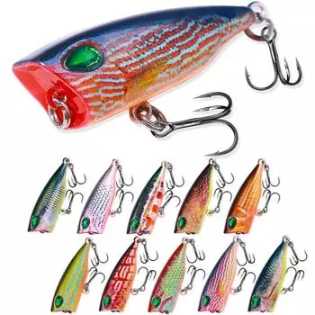 10 шт. Popper De Pesca, искусственный верхний водный окунь, форель, щука, воблер, 4 см, 3,2 г, приманка для плавания, оборудование для соленой и пресной воды