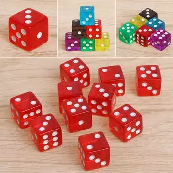 10 шт. шестигранные 15 мм игровые кубики прозрачный куб круглый угол портативный настольные игры