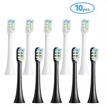 10 шт. сменные насадки для SOOCAS X3/X3 Pro/X1/V1/V2/D3/X3U/X5, мягкие насадки DuPont с щетиной, в вакуумной упаковке чёрный