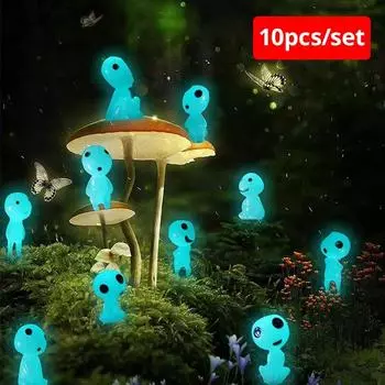 10 шт. светящиеся духи деревьев микро пейзаж фигурка орнамент уличная светящаяся миниатюрная статуя в горшке мини-садовые аксессуары 10pc/set синий