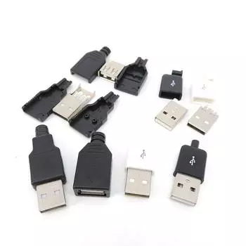 10 шт. USB тип 2.0 A мужской женский сборочный адаптер разъем пластиковый силовой разъем пайка ремонт передача данных зарядка своими руками