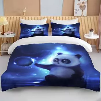 10 размеров Комплект постельного белья CutePanda из 3 предметов, двуспальная кровать размера «king size», комплект постельного белья из микрофибры или полиэстера, комплект постельного белья для спальни EU single(135x200cm)