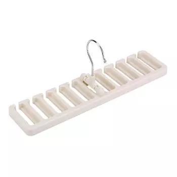 10 Slot Tie Belt Scarf Rack Organizer Sturdy Plastic Closet Wardrobe Space Saver Beige