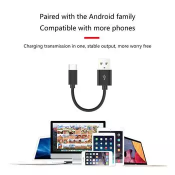 10 см короткий USB-кабель Type-C, высокоскоростной зарядный шнур, поддержка передачи данных для смартфонов серии 15 чёрный