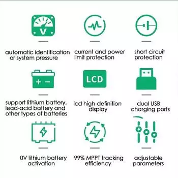 10A 20A 30A 40A 50A 60A WIFI MPPT контроллер солнечного заряда 12V 24V система солнечных панелей контроллер батареи двойной USB PV регулятор 10A Wifi MPPT&12V 24V Auto