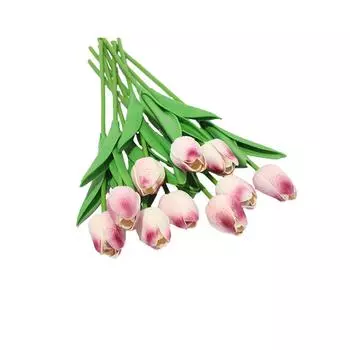 10bag Simulated Tulips Bright And Charming Flowers For Home And Living Room Decoration Full Of Warmth white