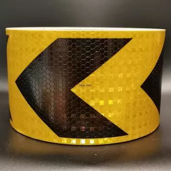 10cm*5m Arrow Reflective Material Black-Yellow Hazard Safety Warning Tapes Waterproof Adhesive Reflectors Strips For Cars Stairs