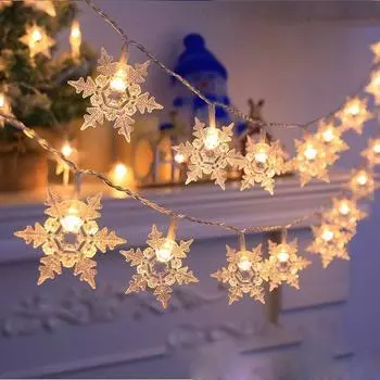 10M 80 LEDS Big Snowflake String Lights Christmas Room Decoration Battery USB Powered Lights Patio Garden Home Decor 900 1.5M 10leds USB теплый белый