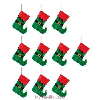 10Pcs Christmas Party Spotted Stockings with Adjustable Waistbands Home Decors