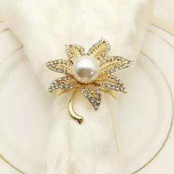 10pcs Diamond Tree Leaf Napkin Buckle, Metal Alloy, Wedding Banquet, Desktop Decoration