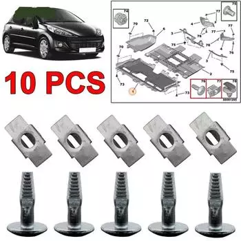 10PCS Engine Undertray Cover Clips Fastener For Peugeot 206 207 407 Citroen C2