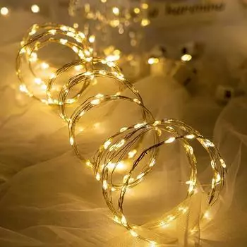 10pcs LED String Lights Atmosphere Small Colored Light Battery Powered Fairy Lights For Christmas Outdoor Room Festival Decor 1M 10LED теплый белый