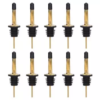 10Pcs Liquor Pourer Stainless Steel Wine Pourer Stopper Bar Tool for Bar Home Restaurants(Gold