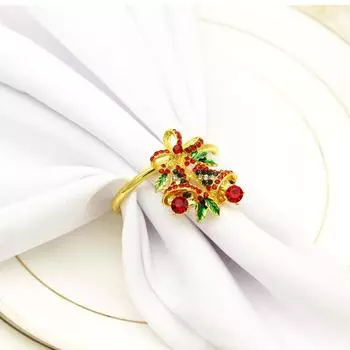 10pcs/lot New Christmas Bells Napkin Ring Color Napkin Button Hotel Western Restaurant Cloth Ring золотой
