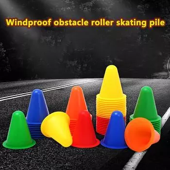 10Pcs Marking Training Road Cone Roller Skating Piles Portable Multifunctional Skates Roadblocks Soccer Training Obstacles Props 8CM зелёный