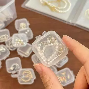 10PCS Mini Storage Box Transparent Square Plastic Box Earrings Jewelry Packaging Storage Small Square Box Jewelry Organizer Small