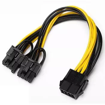 10pcs PCI-express PCIE 8-pin to Dual 8 (6+2) pin VGA Video Card Power Adapter 30cm