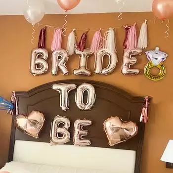 10pcs Pink Bride To Be Balloon Set For Engagement/Valentine s Day, Wedding Decoration Alphabet Balloons With Inflation Straw Other