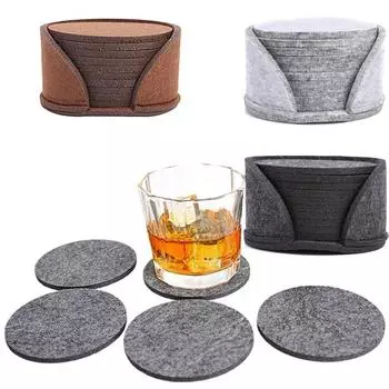 10pcs Round Felt Coaster Dining Table Protector Pad Heat Resistant Cup Mat Coffee Tea Hot Drink Mug Placemat Kitchen Accessories 10cmx10cmx0.3cm