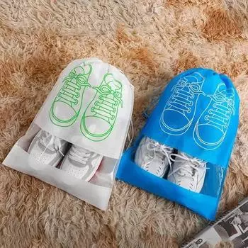 10Pcs Set Shoe Storage Bag With Thickened Non-woven Fabric Strap Mouth Large Capacity Travel Waterproof Shoe Bag Moistureproof M 10pcs чёрный