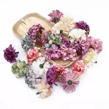 10pcs/set Simulation Fake Carnation Flower Head Christmas Scrapbooking Home Decor DIY Wedding Bridal Artificial Silk Flowers