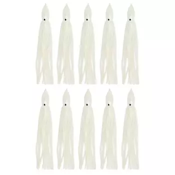 10pcs Squid Fishing Lures Simulation Luminous Artificial Squid Skirt Fishing Lures Soft Lures Baits 14cm