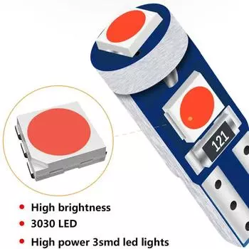 10pcs T5 LED W3W 3SMD 3030 Dashboard Warnng Indicator Wedge Light Instrument Bulbs CANbus Car Interior Light T5 синий