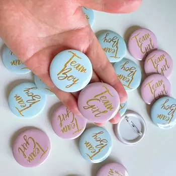 10Pcs Team Reveals Blue and Pink Badge Button Party Badge Gender Reveals Party Supplies